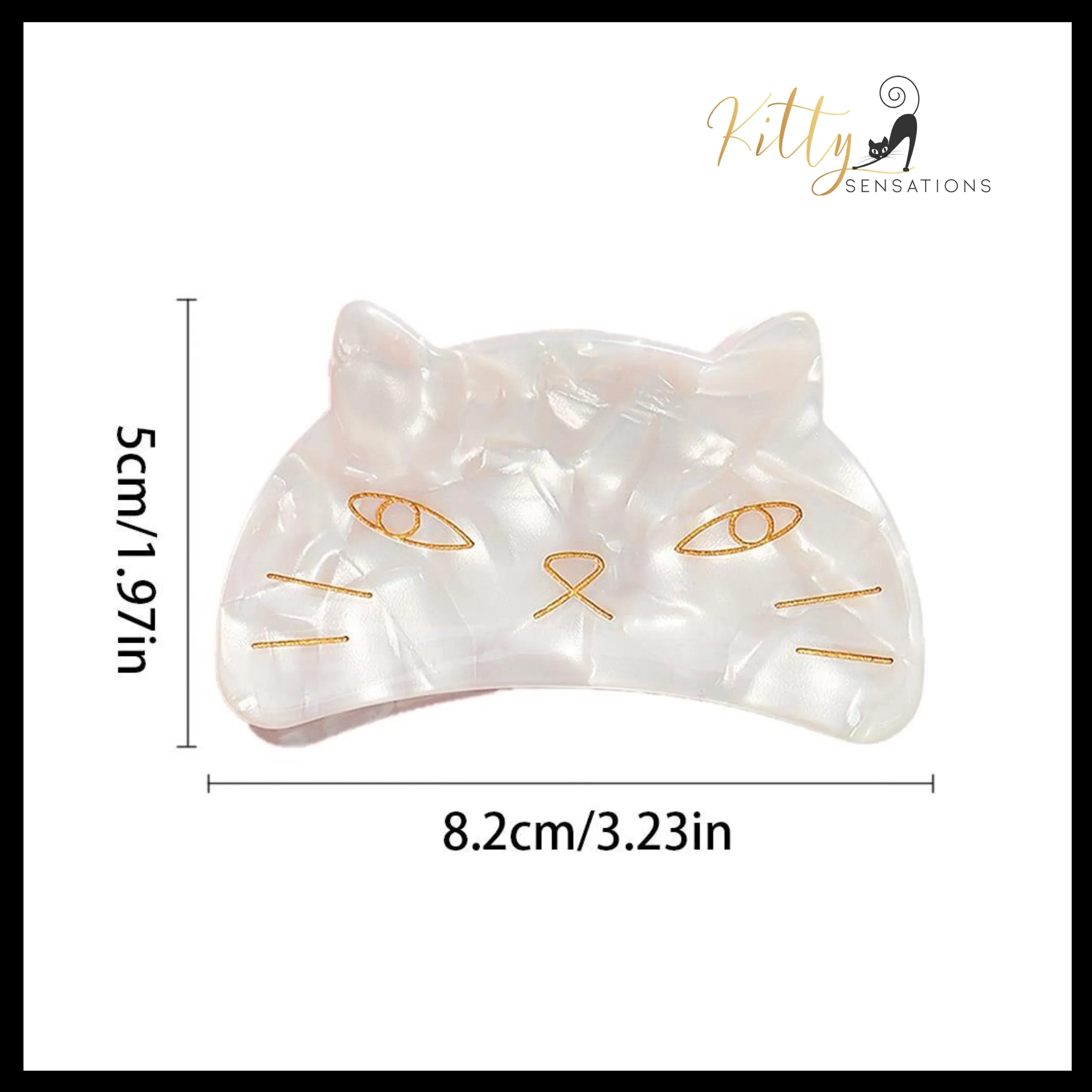 Kitty Face Hair Claw - Large (High Quality Acetate)