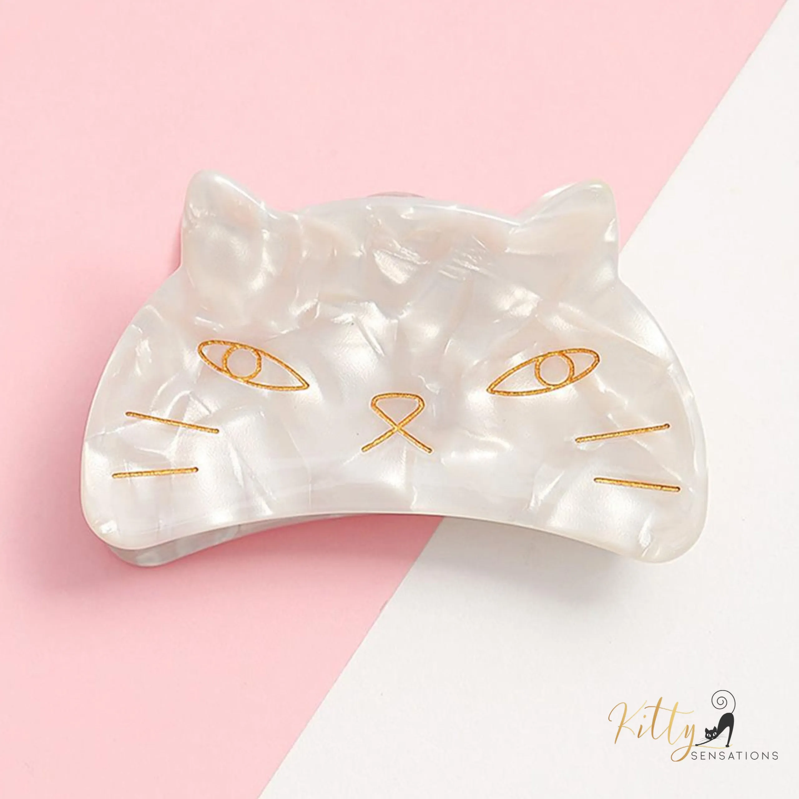 Kitty Face Hair Claw - Large (High Quality Acetate)