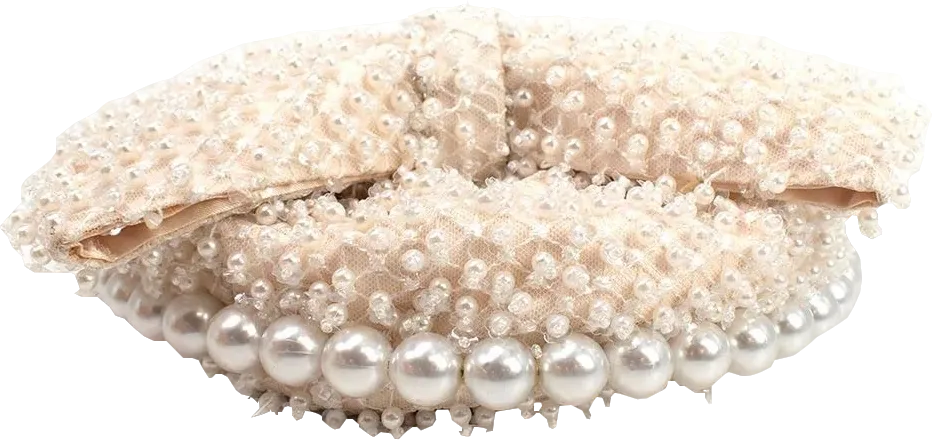 L'alingi Cream Exclusive Pearl-embellished Bow Clutch Bag One Size