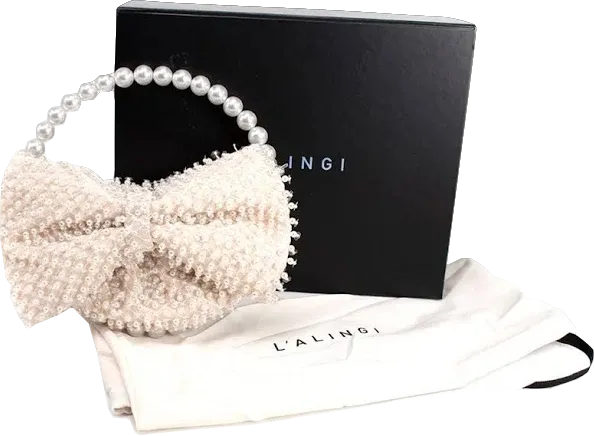 L'alingi Cream Exclusive Pearl-embellished Bow Clutch Bag One Size