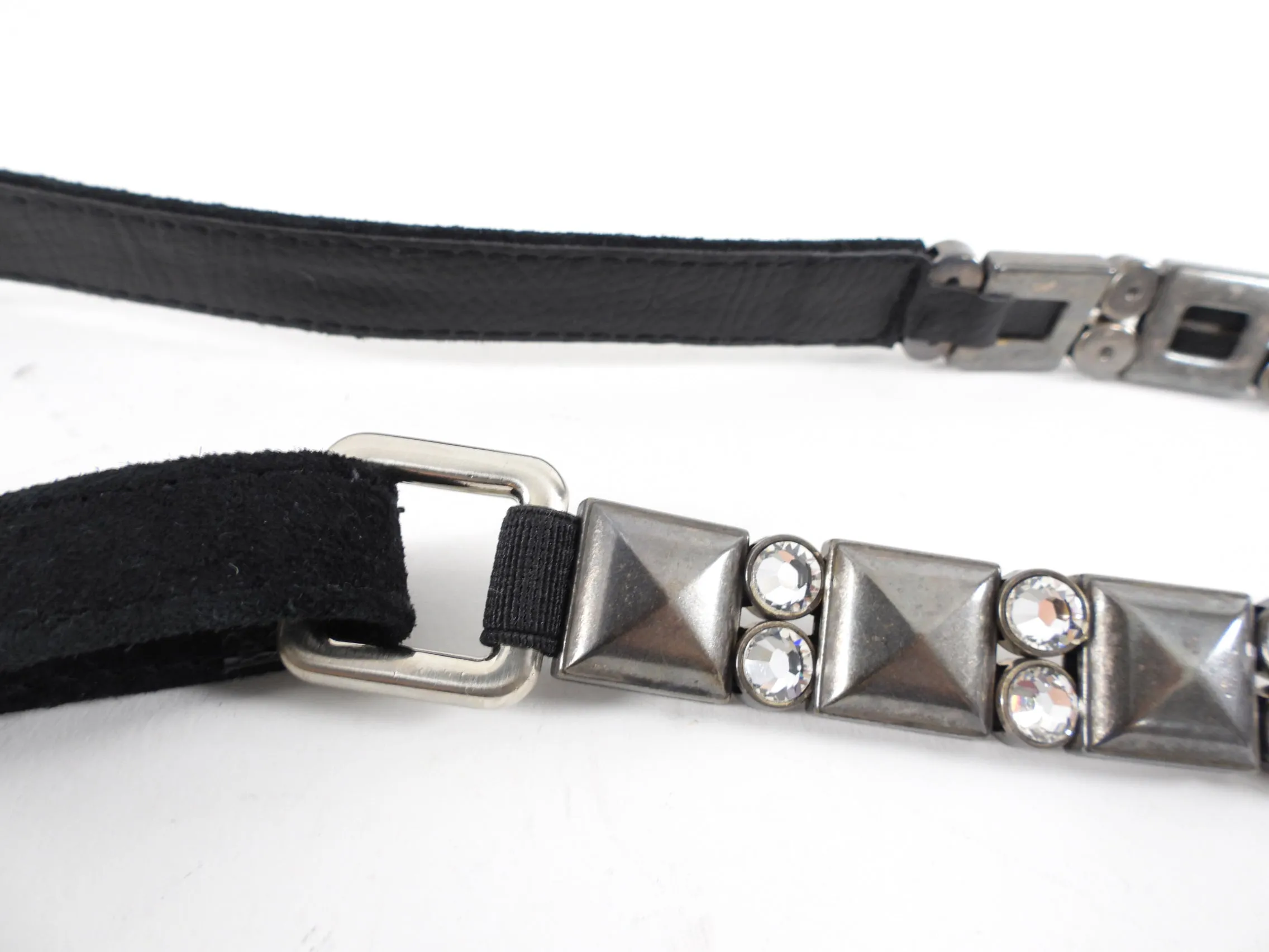 Lanvin Black Jewelled Suede Slim Belt