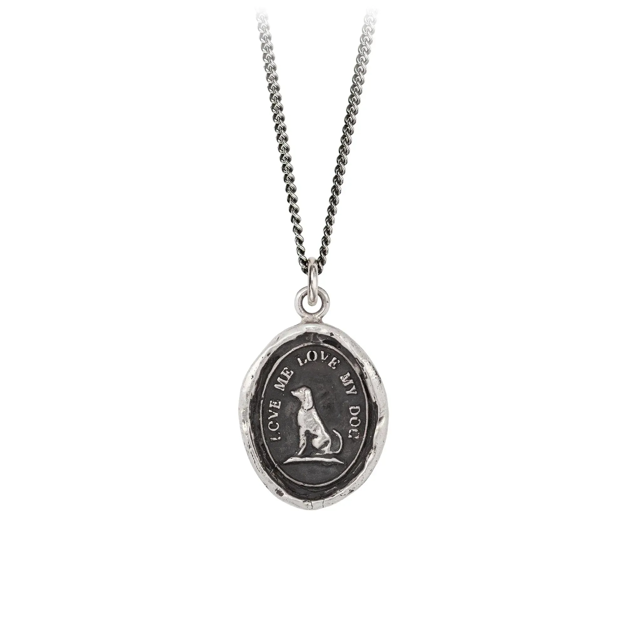 Love My Dog Necklace Talisman Necklace (Sterling Silver 20")