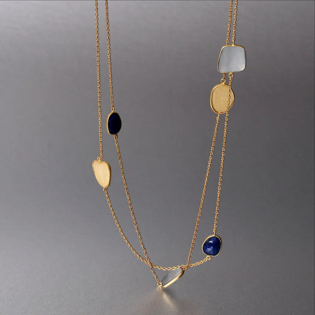 Maia Necklace With Lapis Lazuli/Chalcedony