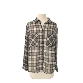 Mango Black & White Checked Sheer Collared Shirt | Pre Loved |