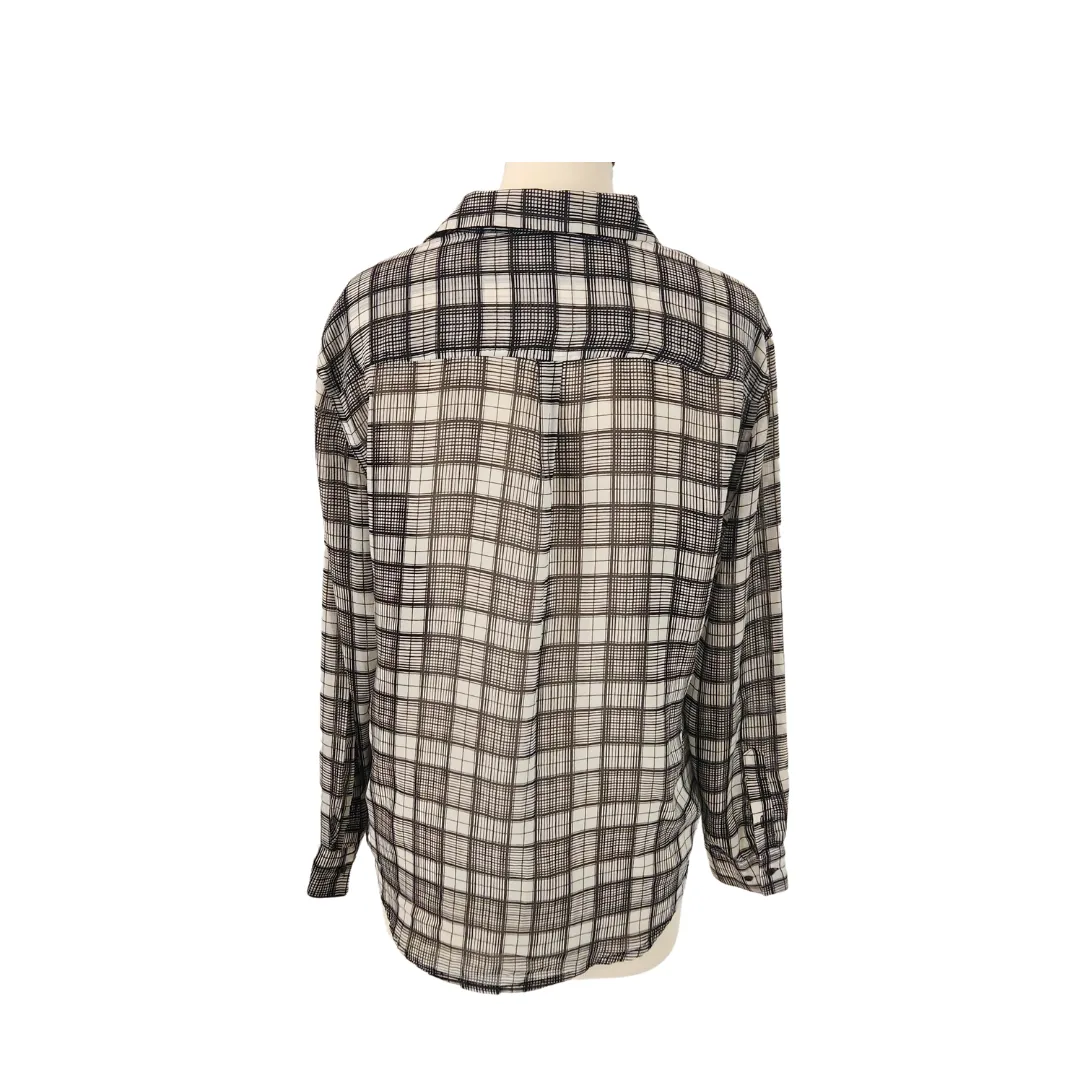 Mango Black & White Checked Sheer Collared Shirt | Pre Loved |