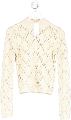 MANGO Cream Open Work-detail Sweater BNWT UK M