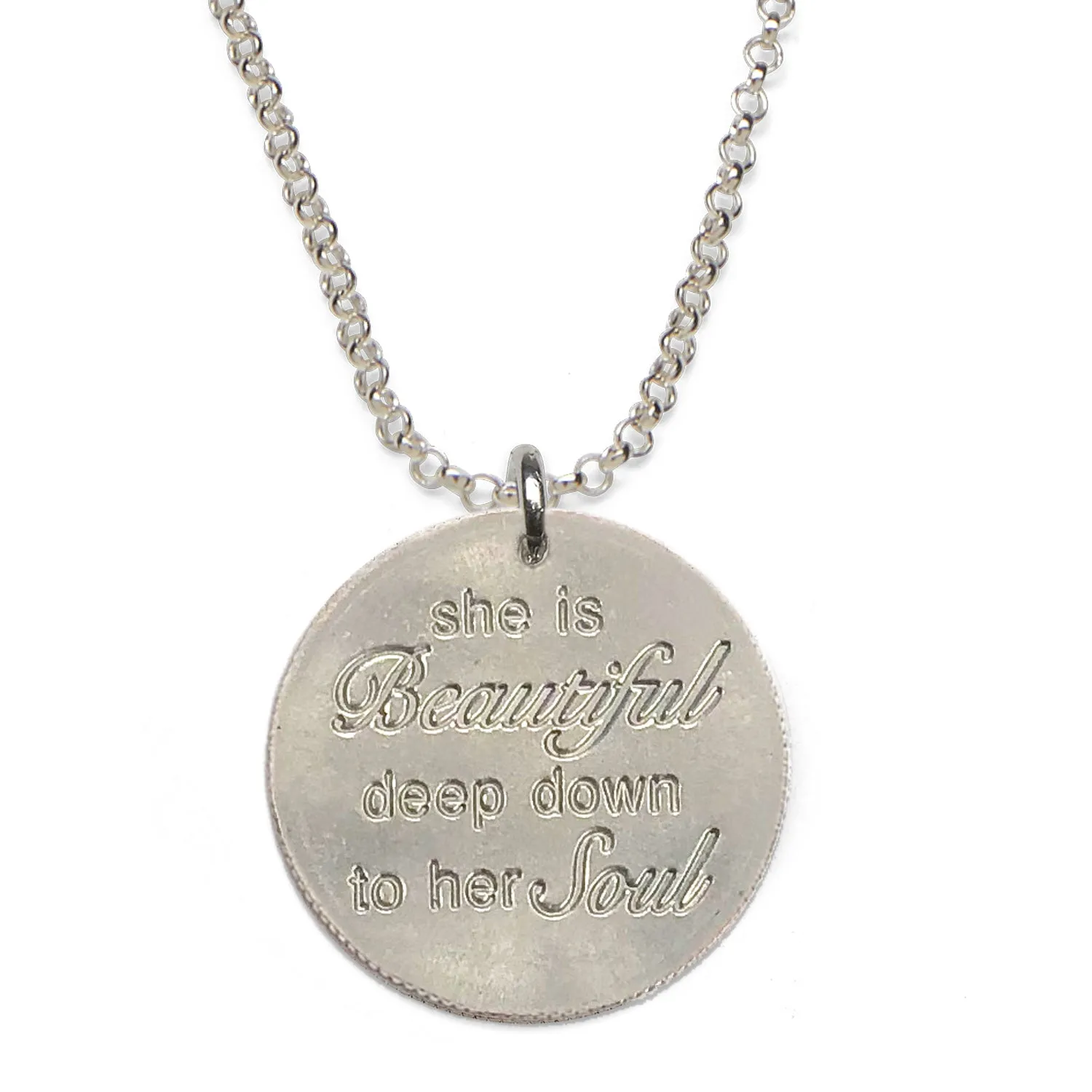 Mariamor She Is Beautiful Quarter Necklace, Sterling Silver