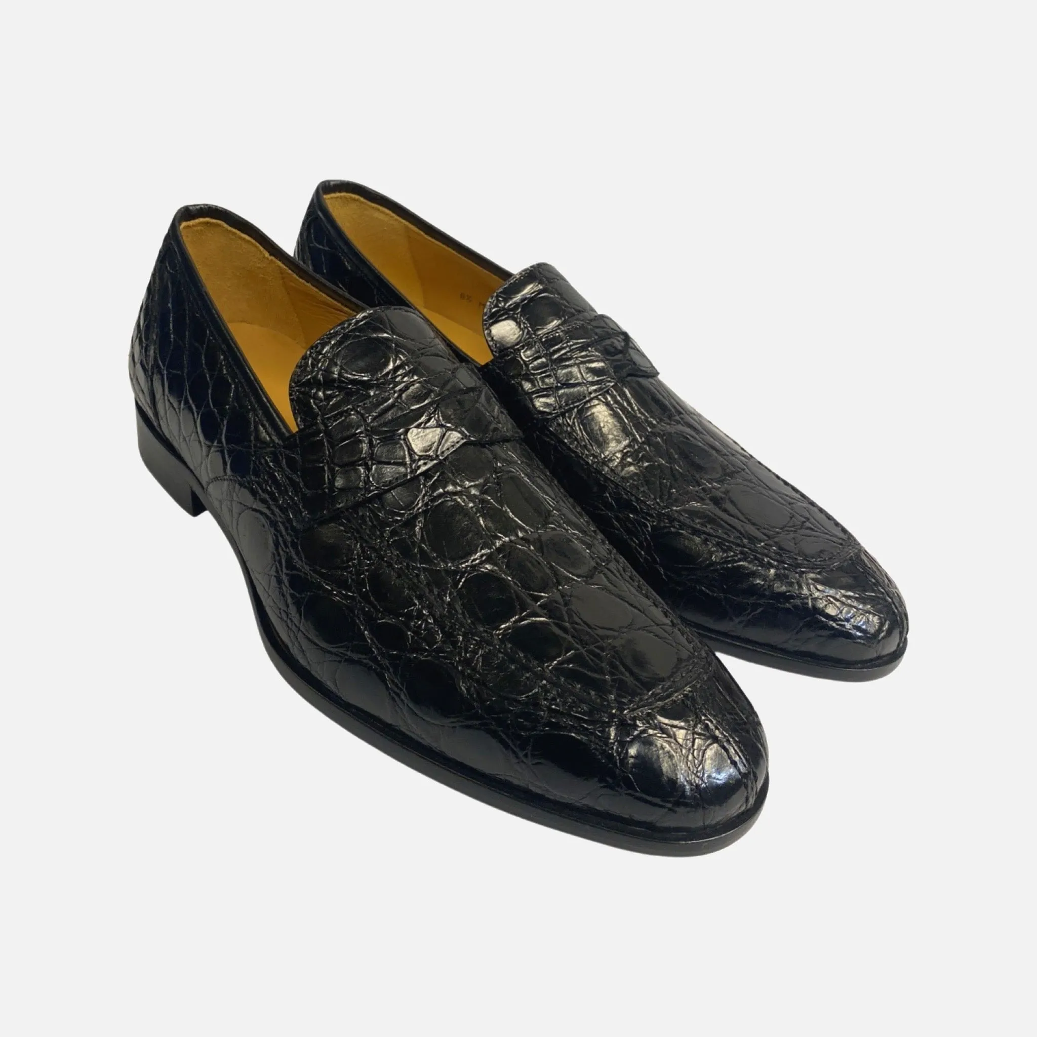 Mezlan Black Genuine Crocodile Penny Loafer - (Style 4993-C)