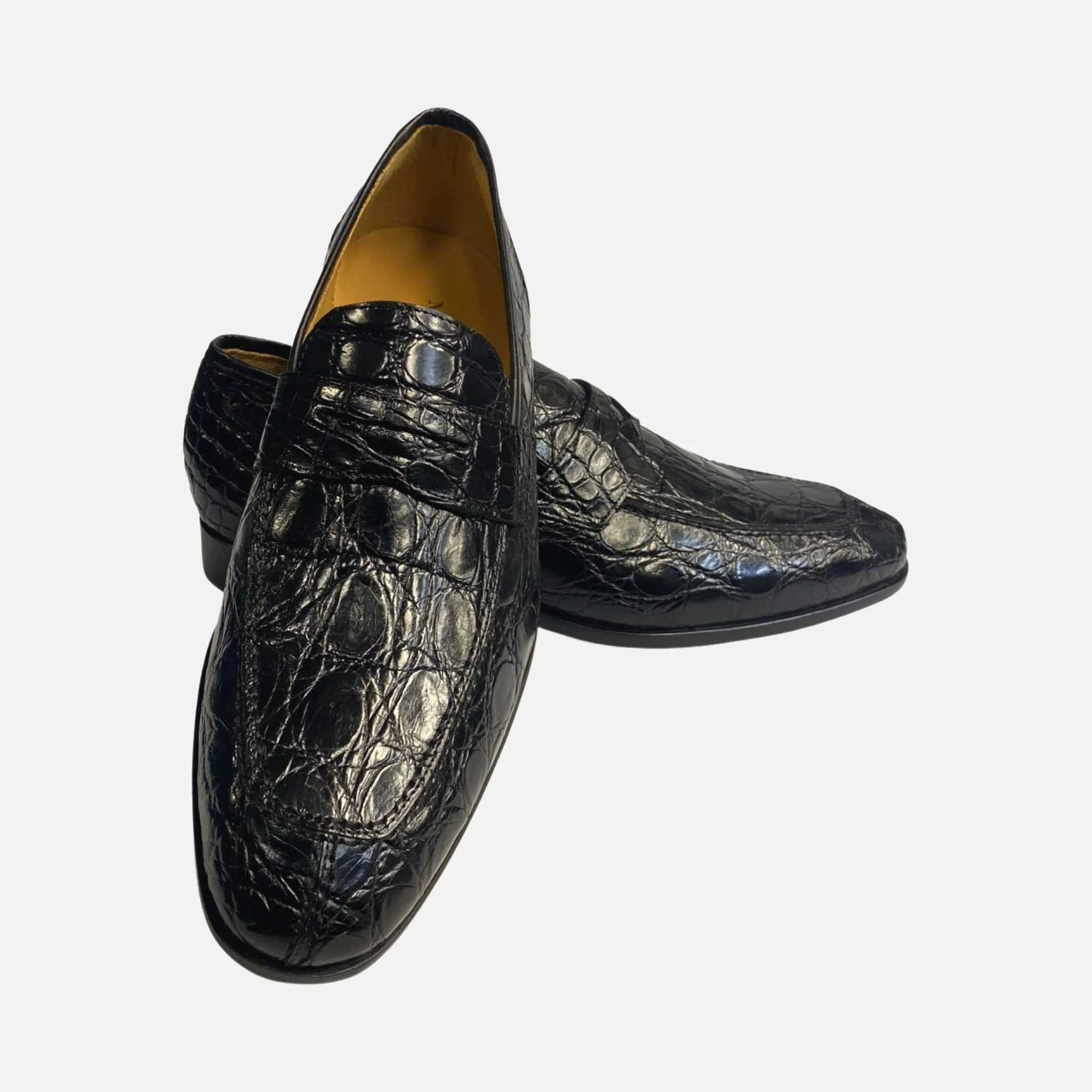 Mezlan Black Genuine Crocodile Penny Loafer - (Style 4993-C)