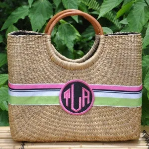 Monogram Medium Hyannisport Straw Basket Bag