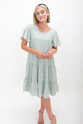 Morgan Flare Dress in Green Mist