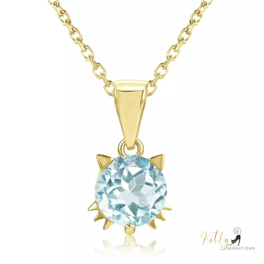 Natural Topaz Cat Necklace in Solid 925 Sterling Silver (Plated: 18K Gold, or 18K White Gold, or 18K Rose Gold)