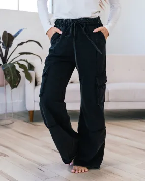 Nova Wide Leg Cargo Pants - Black