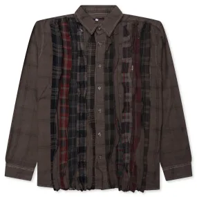 Over Dyed Ribbon Shirt - Brown