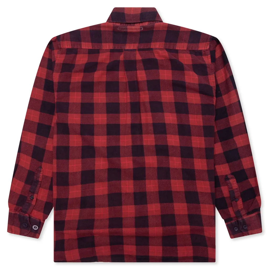 Over Dyed Ribbon Shirt - Red