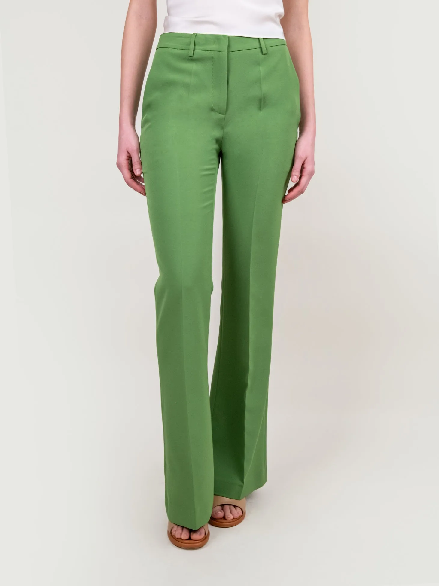 PANTALONE A ZAMPA IN TESSUTO VERDE