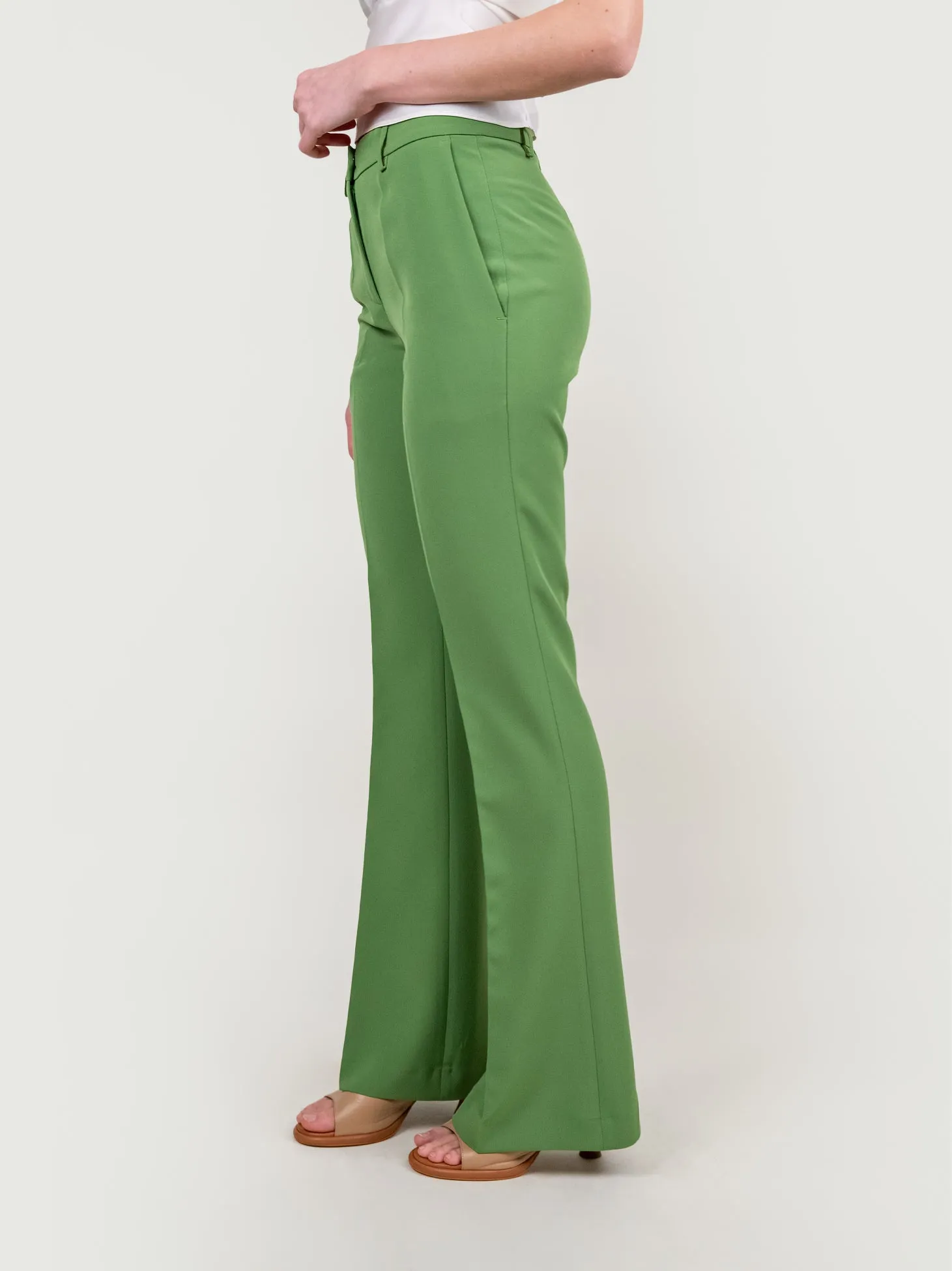 PANTALONE A ZAMPA IN TESSUTO VERDE