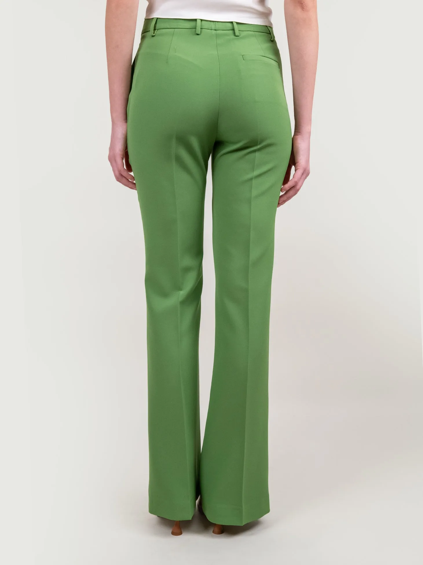 PANTALONE A ZAMPA IN TESSUTO VERDE