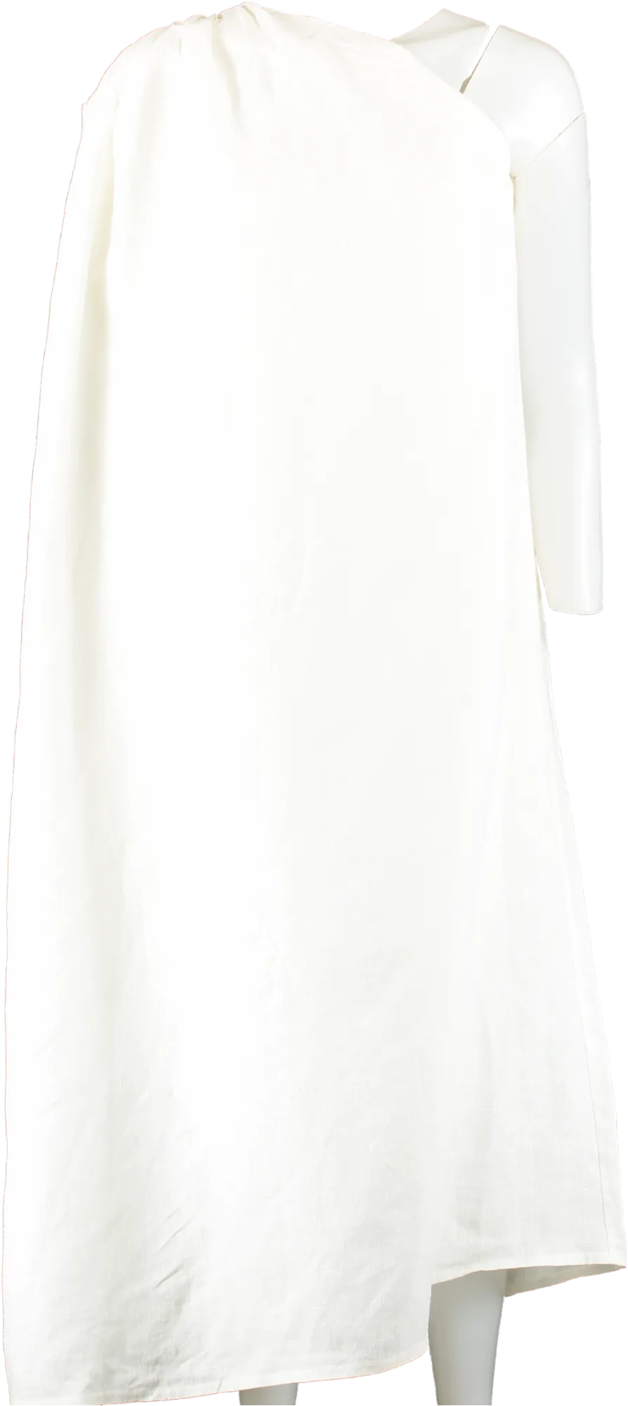 Piece of White Cream White Linen Asymmetric  Midi Dress UK XS