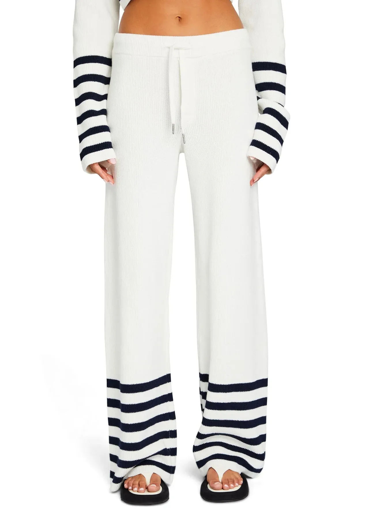 Poe Knit Pant | White/Navy