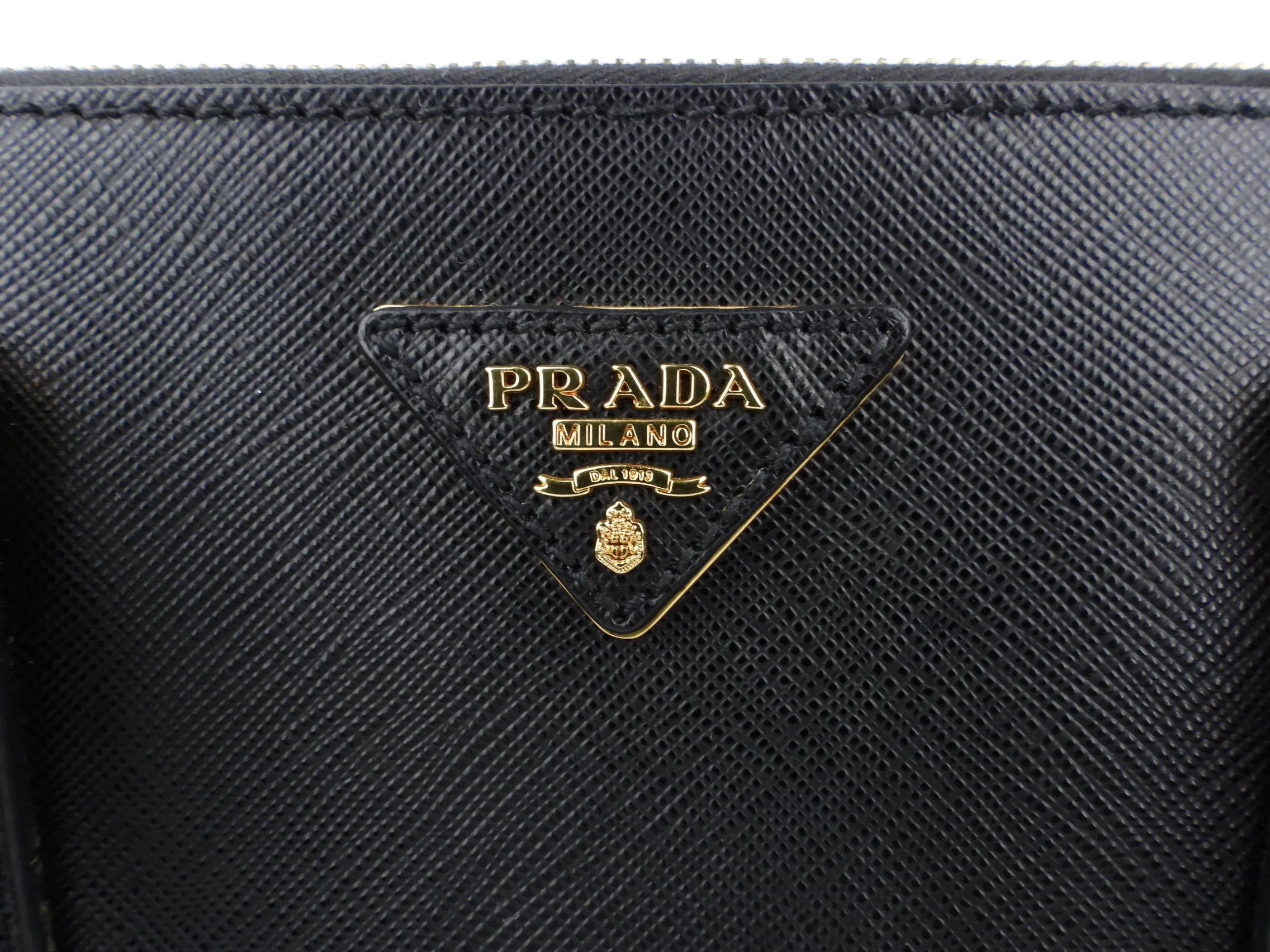 Prada Black Saffiano Leather Galleria Double Zip Two-Way Tote Bag