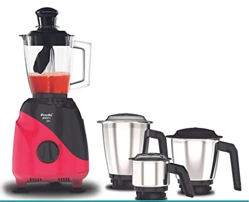 Preethi Peppy Plus MG-246 Mixer Grinder, 750 watt, Red-Black, 4 Jars