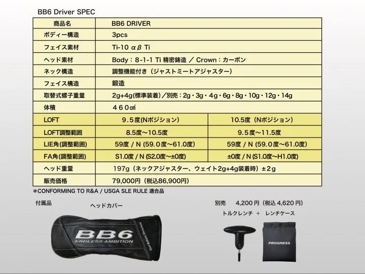 Progress Golf BB6 HI COR Driver Head