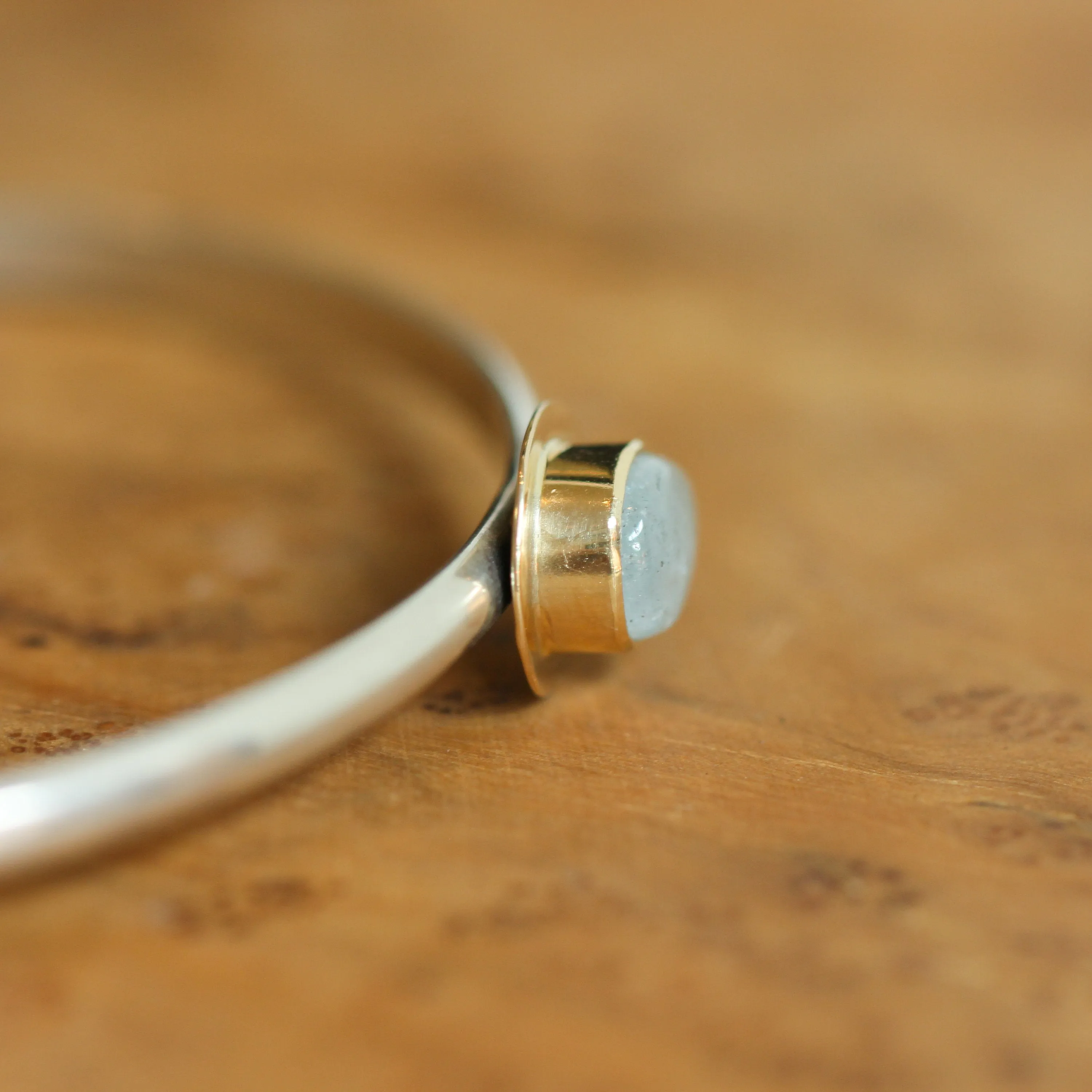 Ready to Ship - 14K Gold Aquamarine Bracelet - Aquamarine Cuff Bracelet - Gold and Silver Bangle