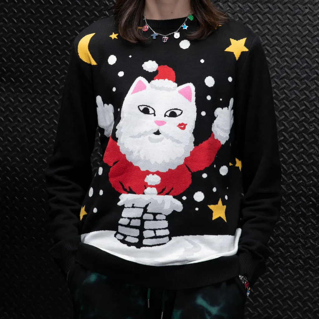 RIPNDIP DECK THE HALLS KNIT SWEATER-BLACK