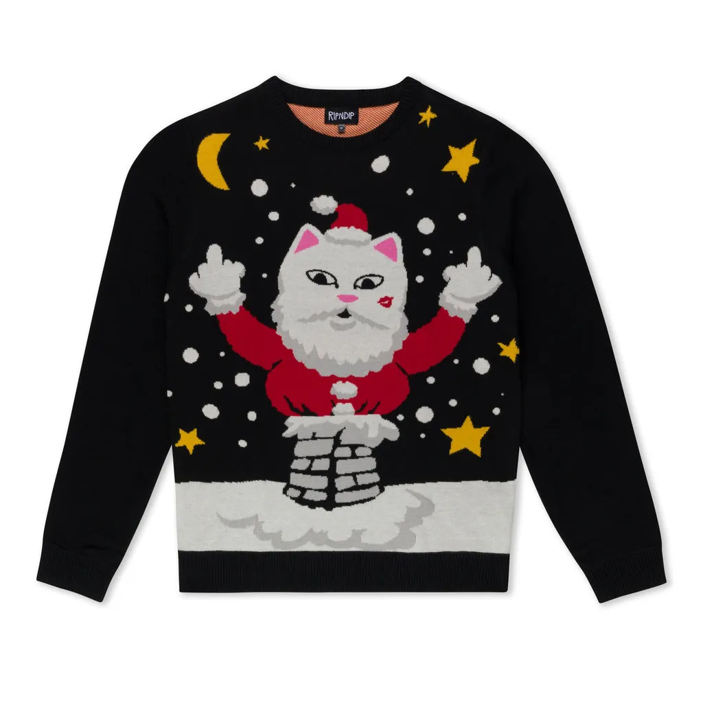 RIPNDIP DECK THE HALLS KNIT SWEATER-BLACK