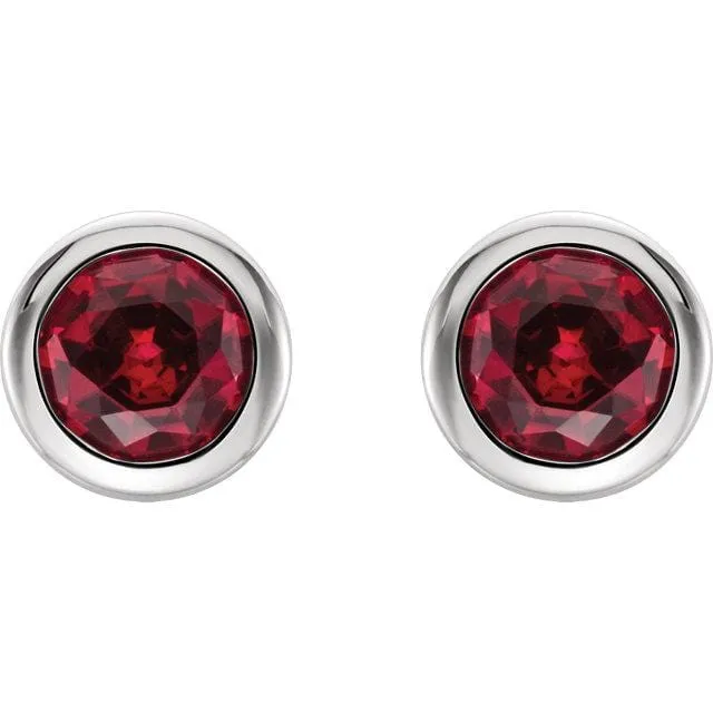 Ruby Bezel Set Stud Earrings