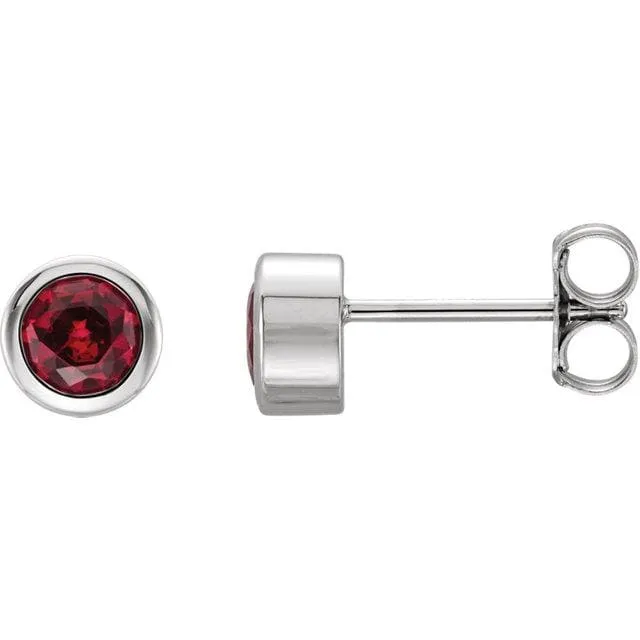 Ruby Bezel Set Stud Earrings