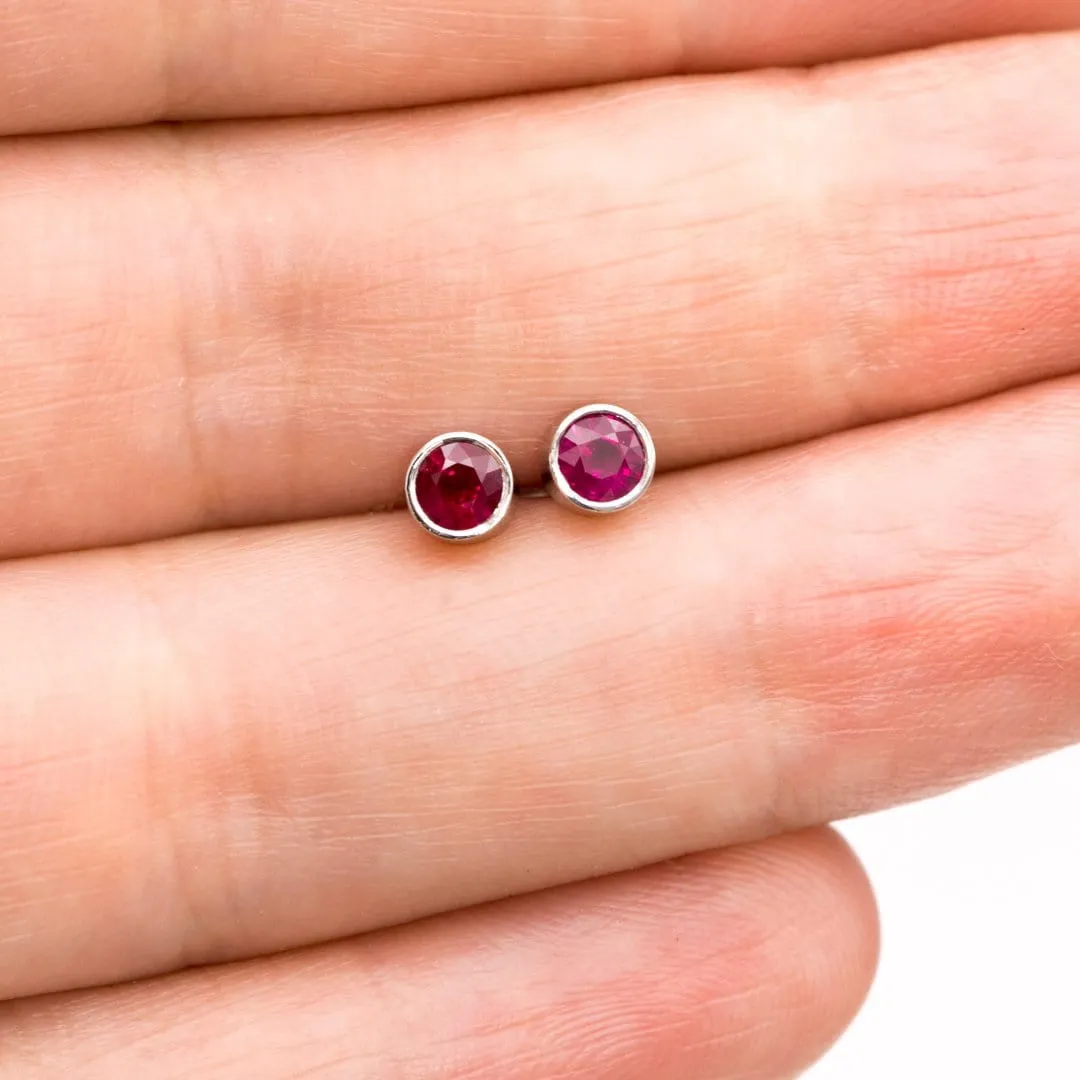 Ruby Bezel Set Stud Earrings