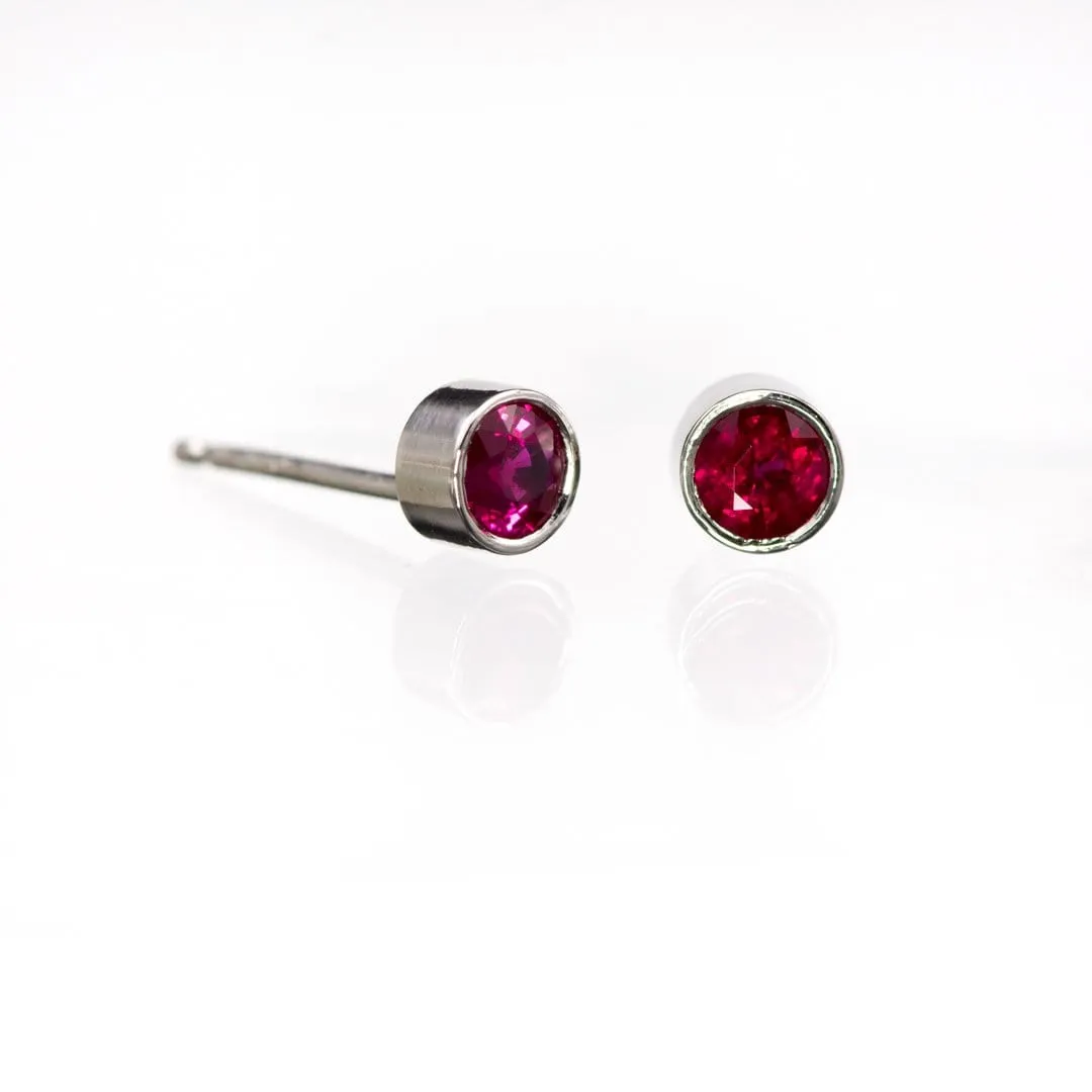 Ruby Bezel Set Stud Earrings