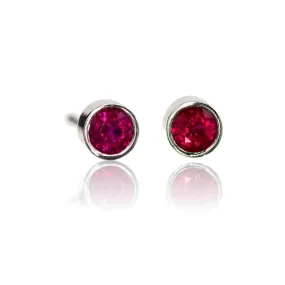 Ruby Bezel Set Stud Earrings