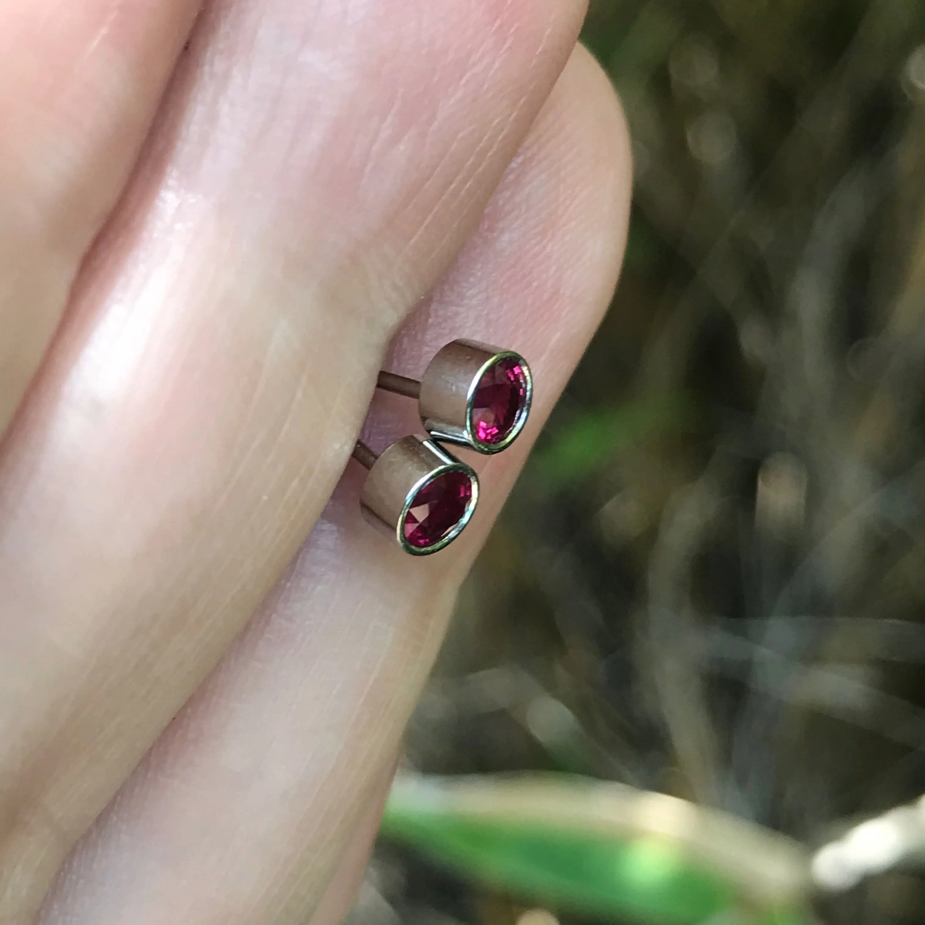 Ruby Bezel Set Stud Earrings