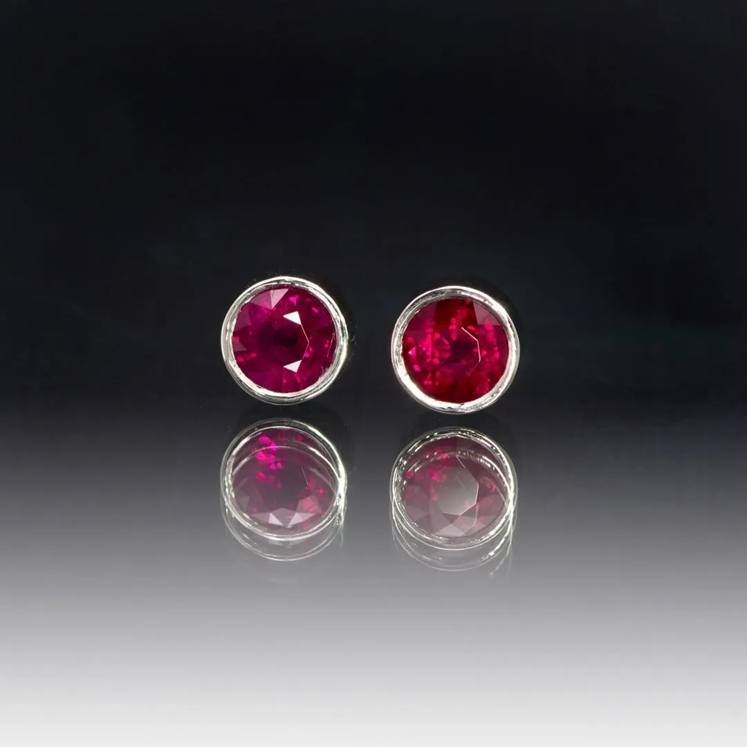 Ruby Bezel Set Stud Earrings