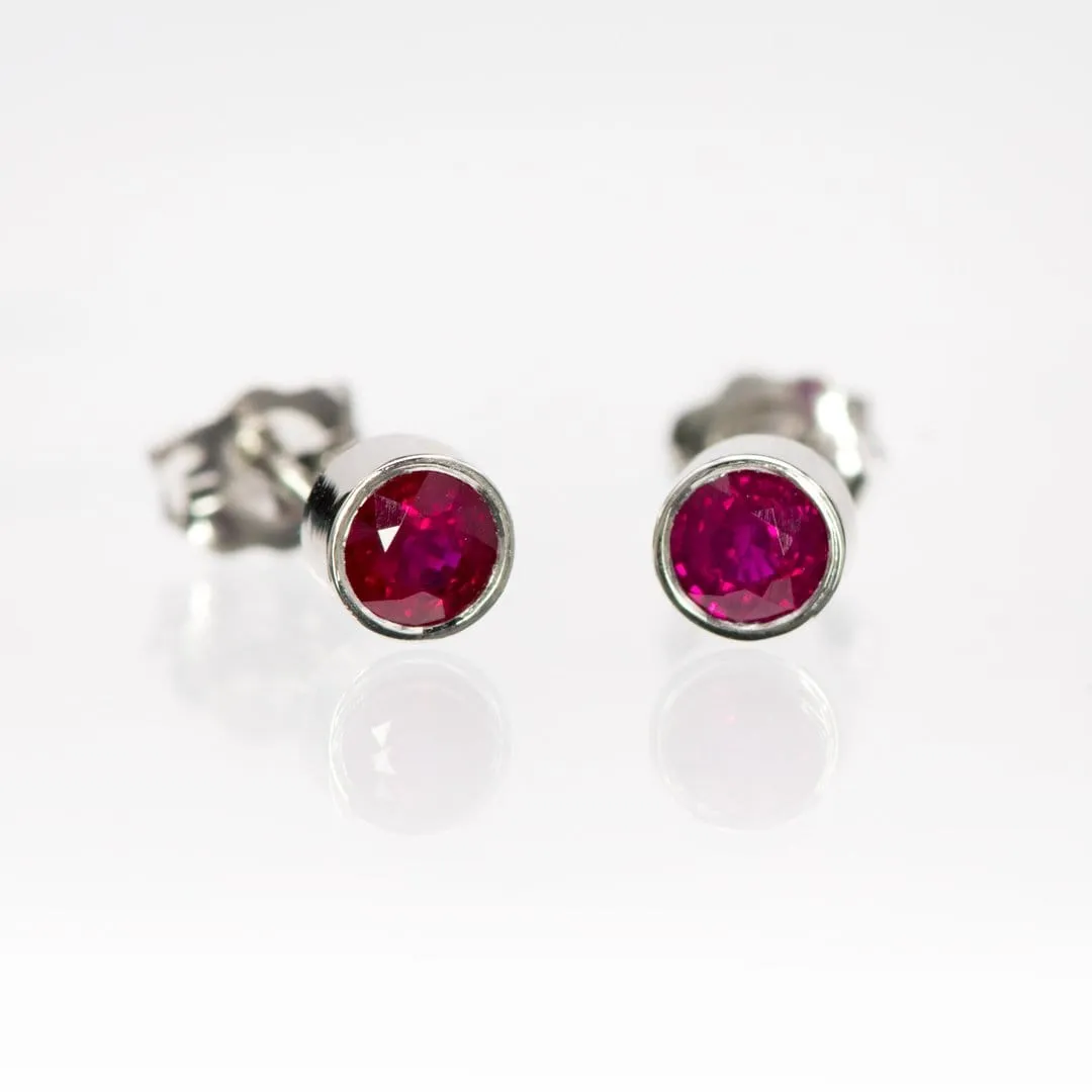 Ruby Bezel Set Stud Earrings