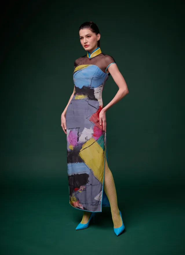 SPARKLE BY KAREN CHAN x HKMoA【PATCHWORK】100% Silk Cheongsam (Cap Sleeve / Regular Fit) (百衲衣)(吳冠中)