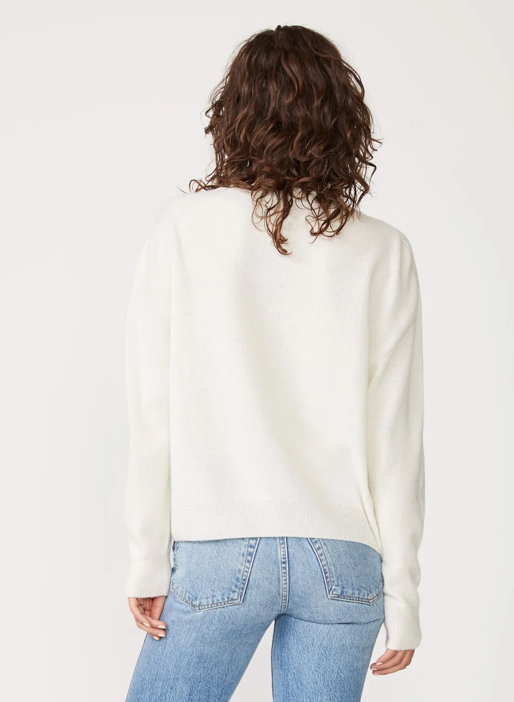 Stateside Brushed Cashmere Crew Sweater in Cream