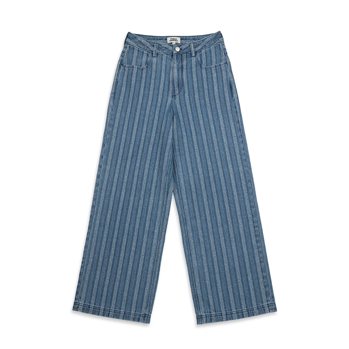 Striped Wide Leg Jeans Mid Indigo Stripe