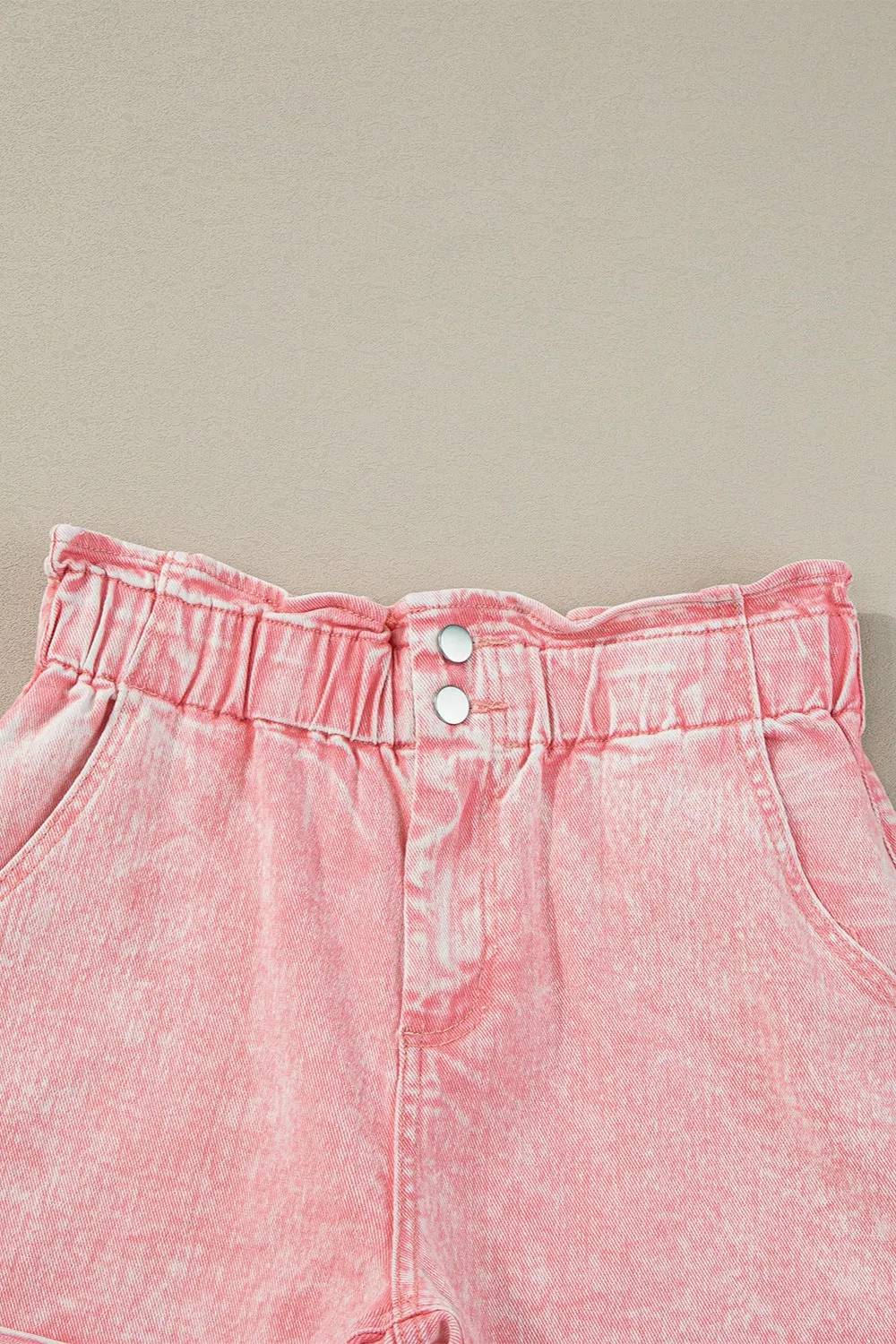 Sunset Vacation Denim-Shorts mit Paperbag-Taille