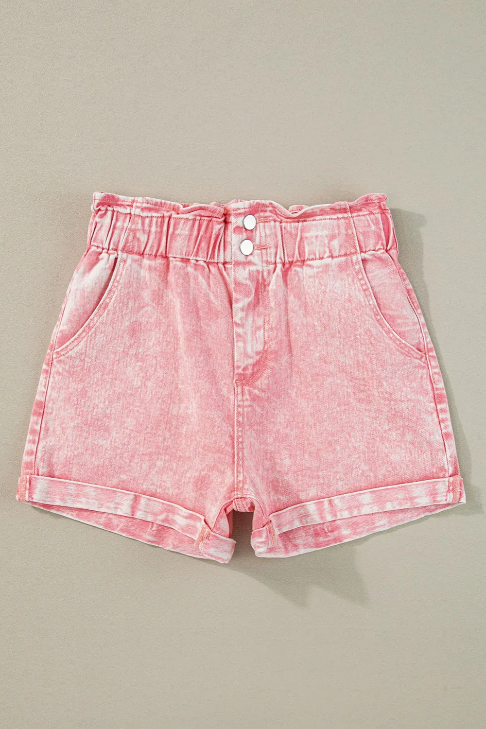 Sunset Vacation Denim-Shorts mit Paperbag-Taille