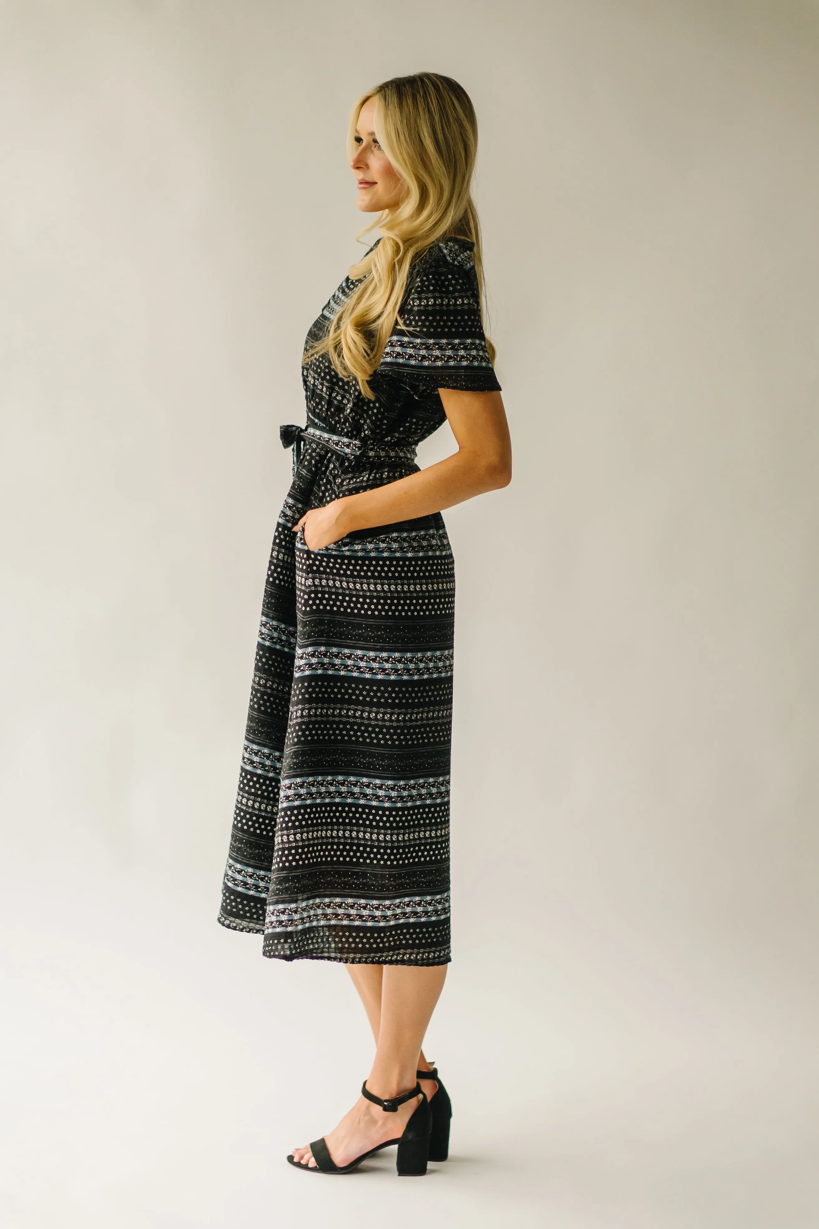 The Tollman Patterned Midi Dress in Black