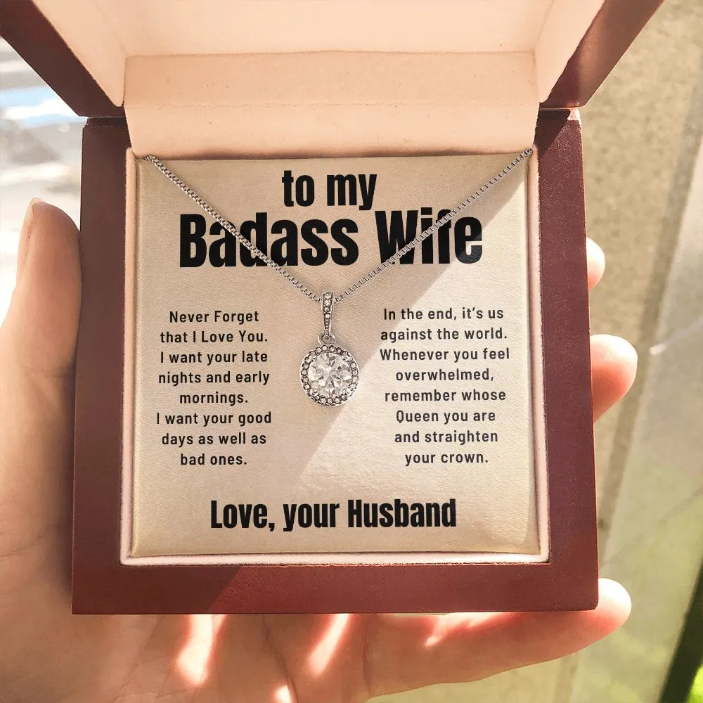 To My Badass Wife Gift From Husband Straighten Your Crown Eternal Hope Necklace