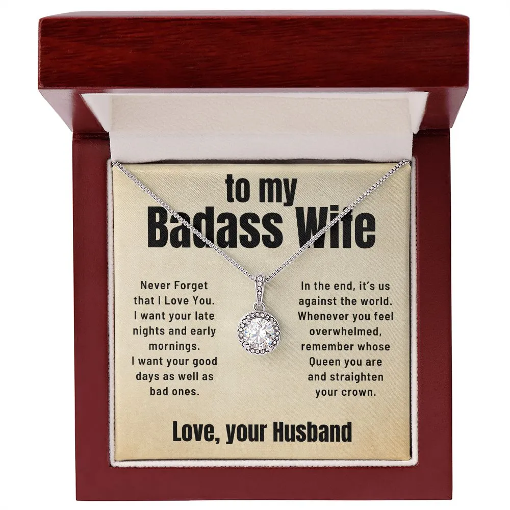 To My Badass Wife Gift From Husband Straighten Your Crown Eternal Hope Necklace