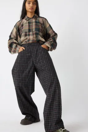 Tumbled Wool Check Trouser in Kasuri