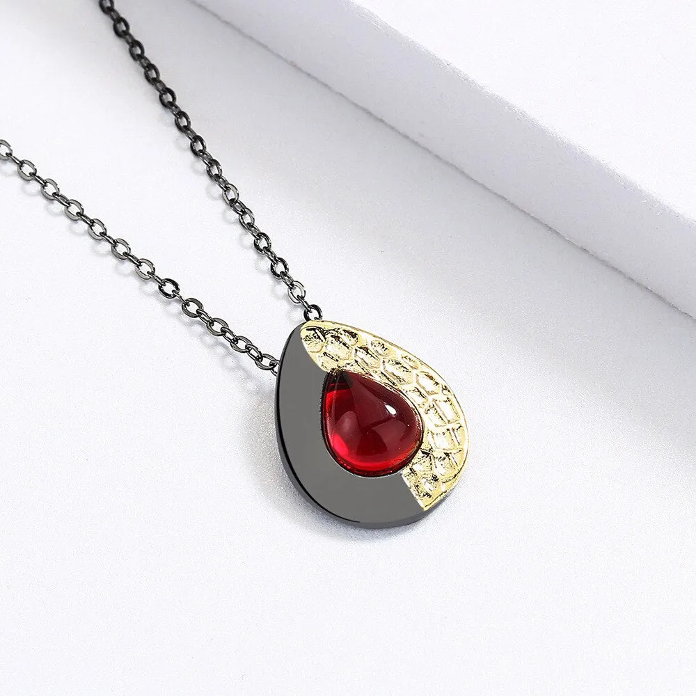 Water Drop Shape Gemstone Pendant Necklace