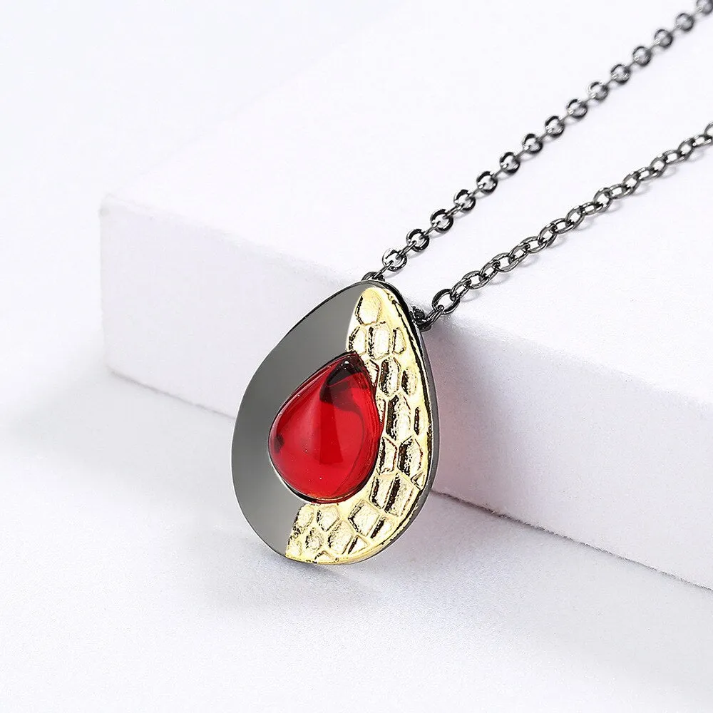 Water Drop Shape Gemstone Pendant Necklace