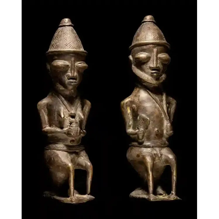 Yoruba Ogboni Male and Female Seated Figures PAIR, Nigeria #854, 857 PAIR